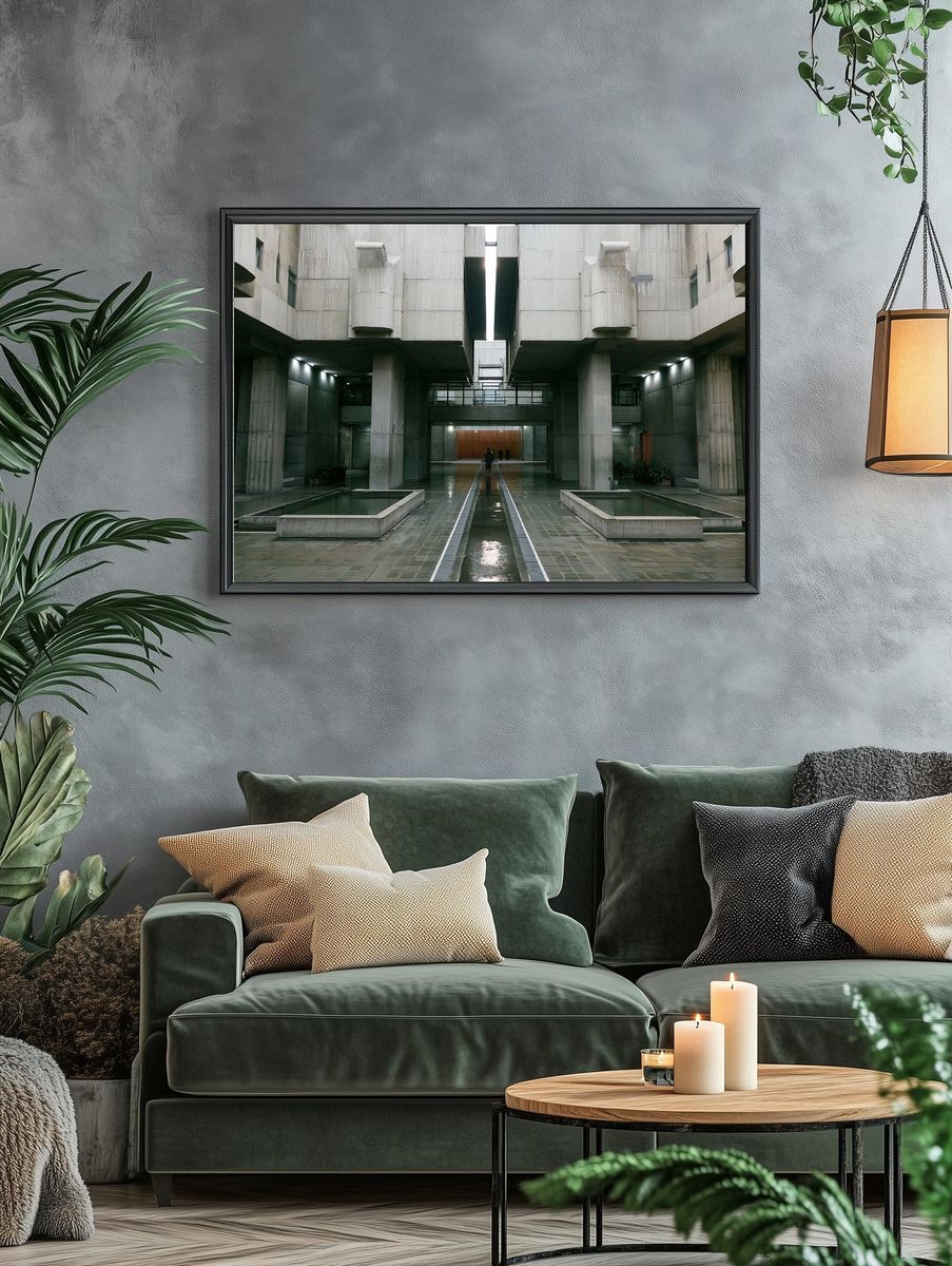 Brutalist Courtyard Architecture Poster. — room view 4