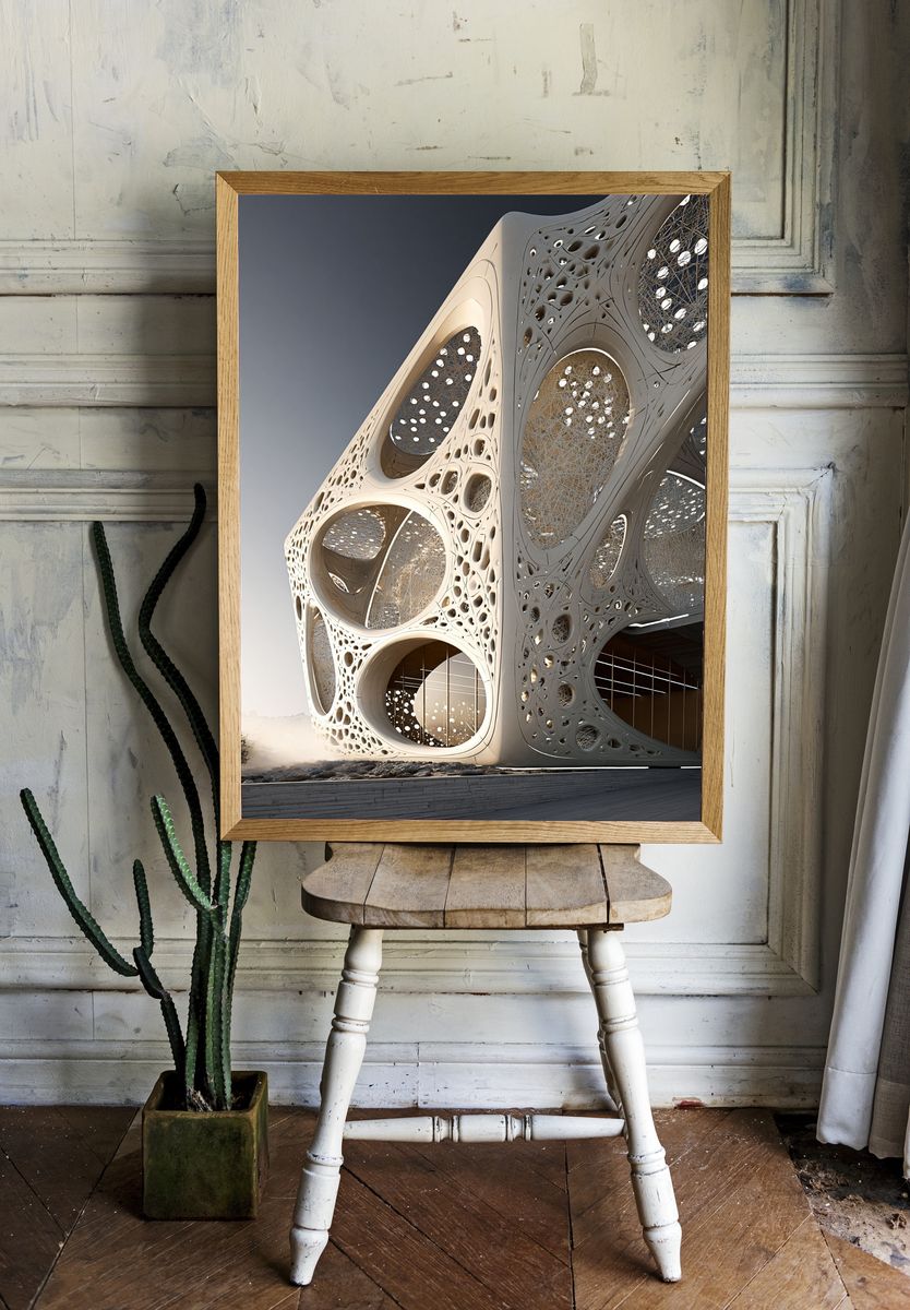 Organic Futuristic Architecture Print. room preview