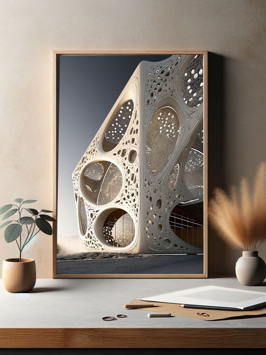 Organic Futuristic Architecture Print. — room view 2