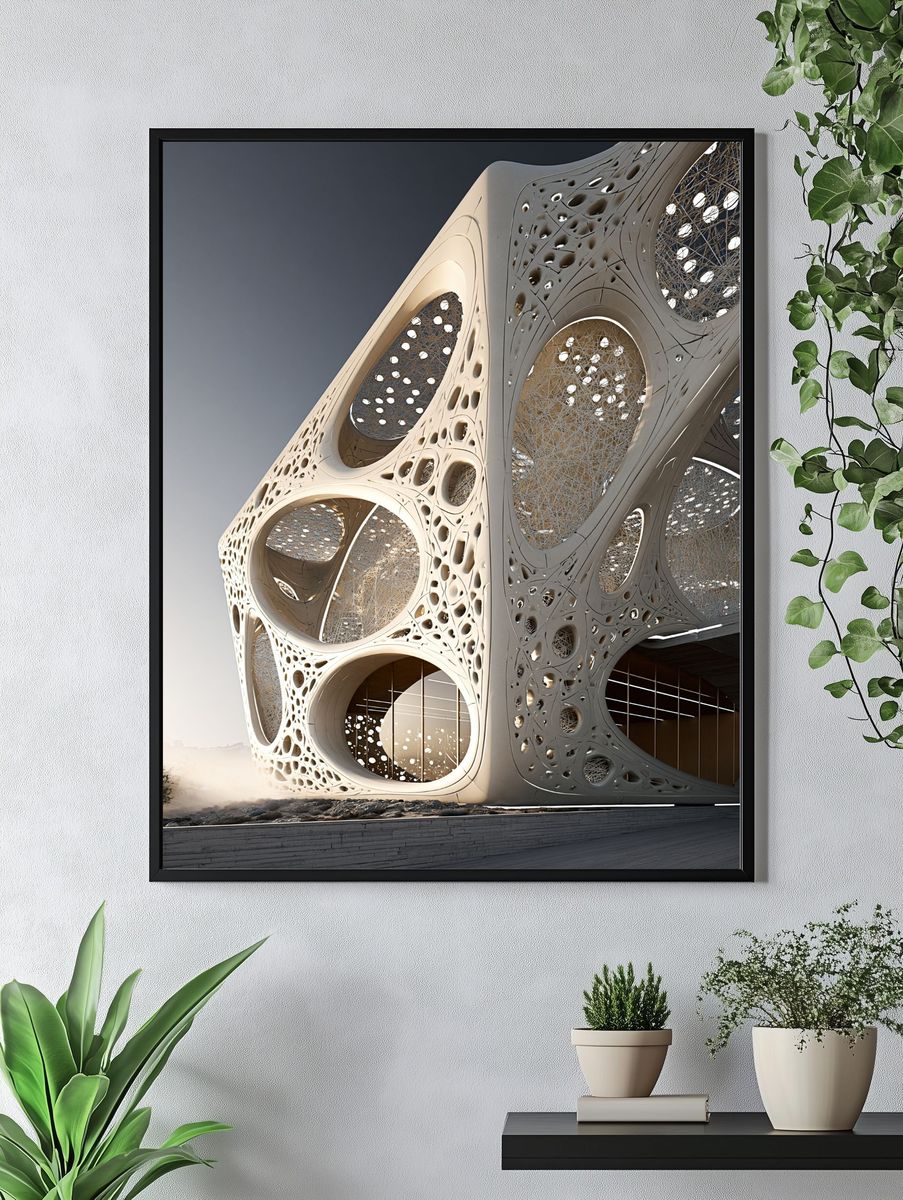Organic Futuristic Architecture Print. — room view 4