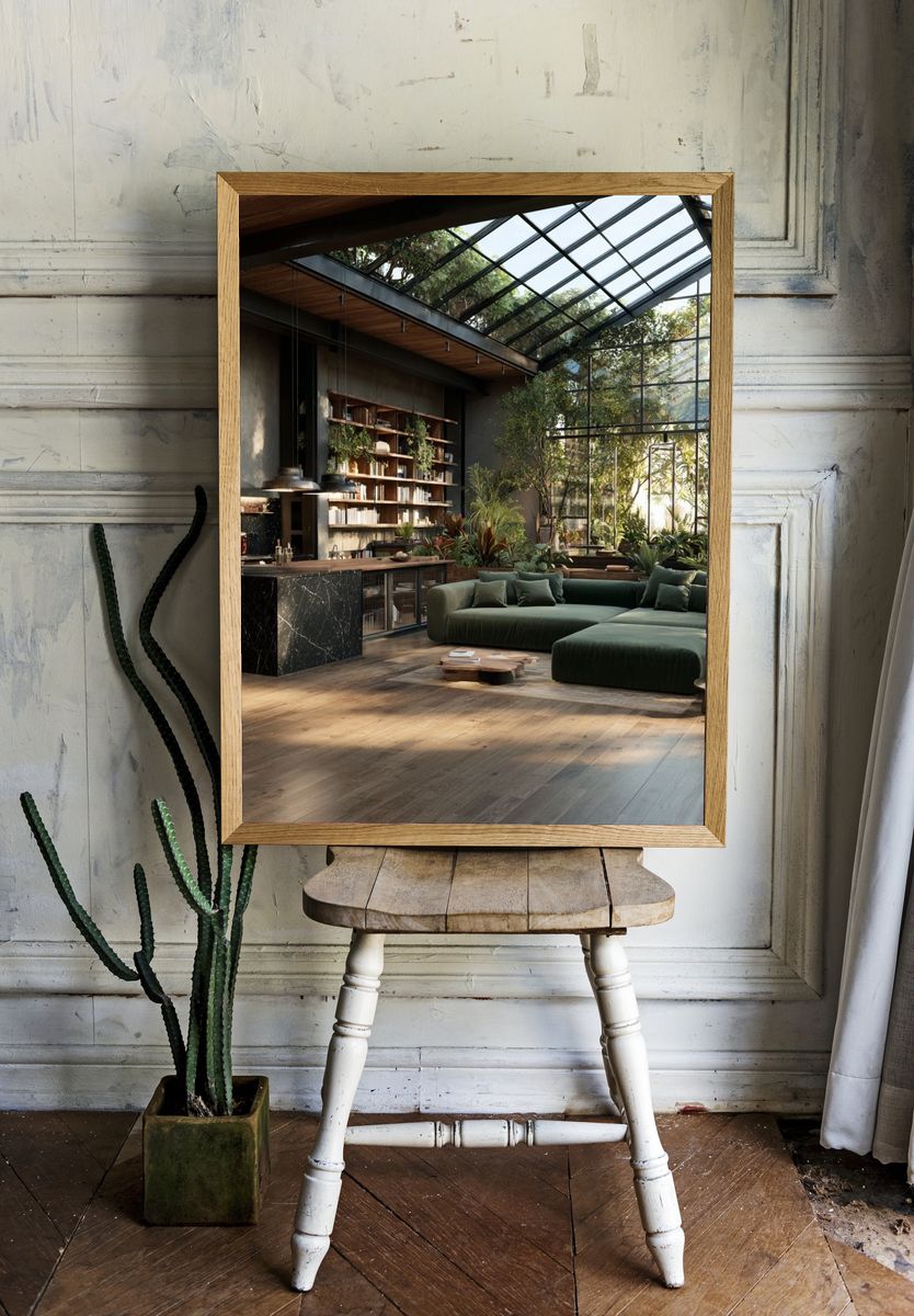 Glasshouse Living Room Interior Print. room preview