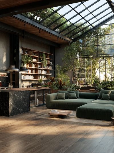 Glasshouse Living Room Interior Print. poster