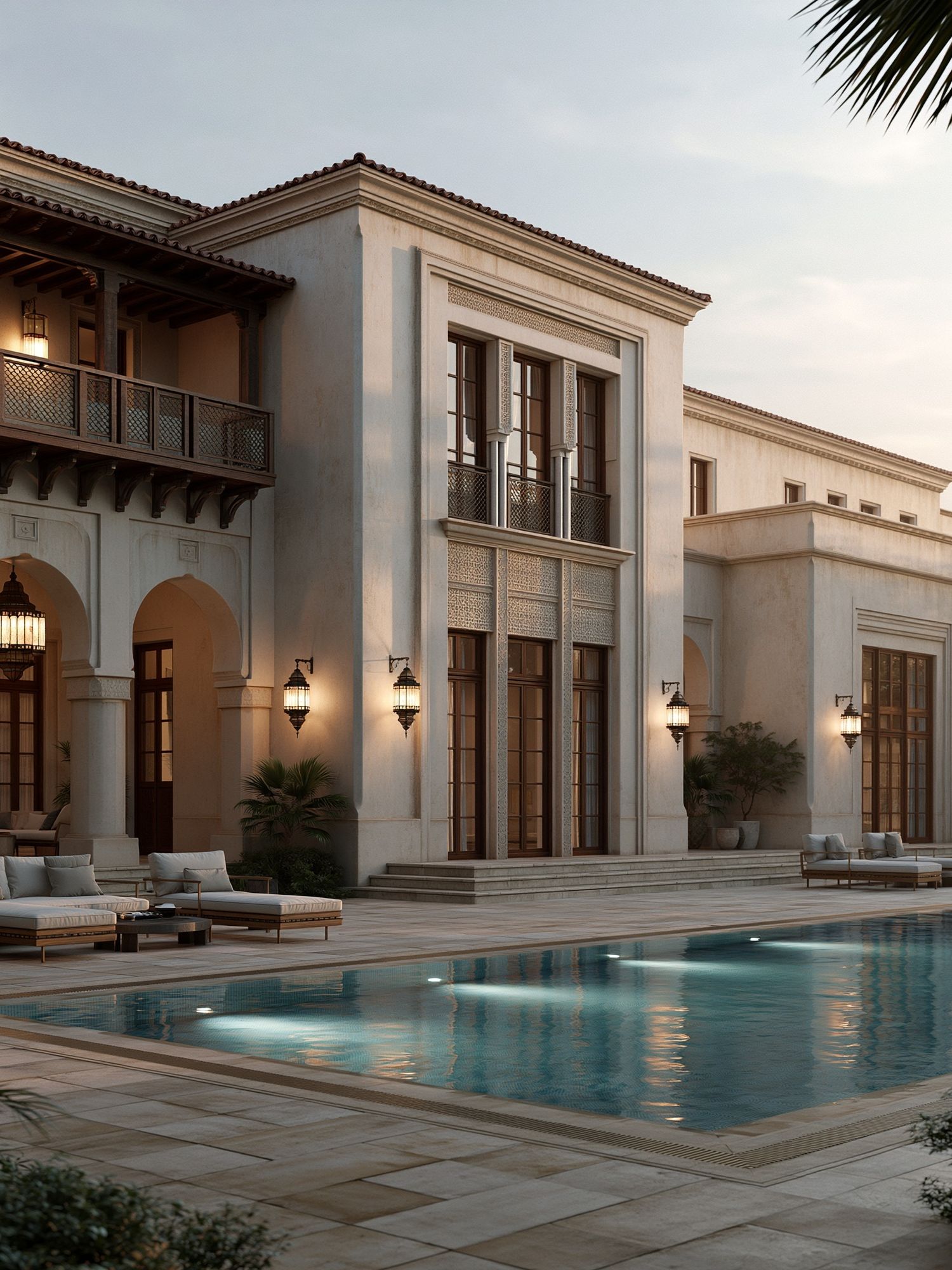 Mediterranean Villa Poolside Architecture Print. poster — architecture art
