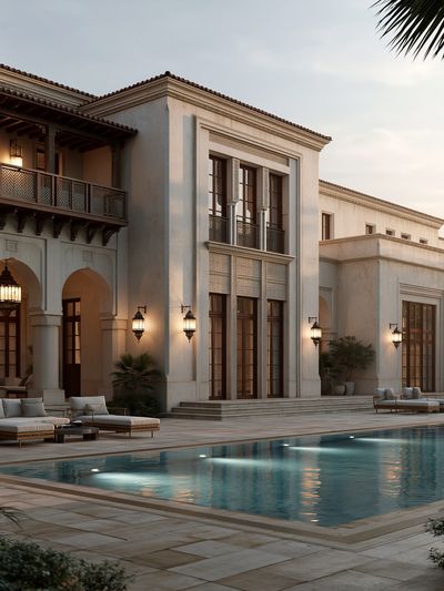 Mediterranean Villa Poolside Architecture Print.