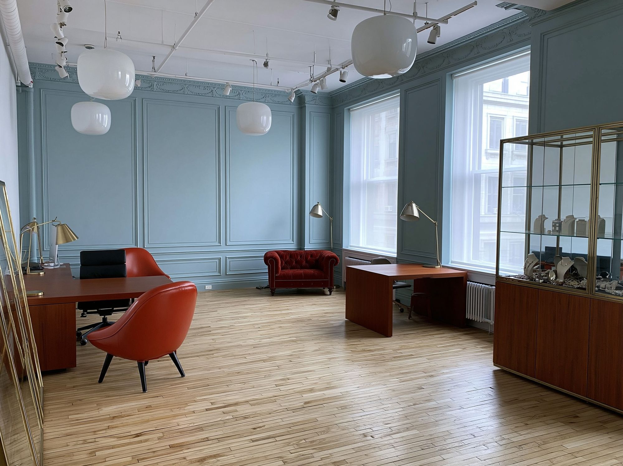 Elegant Blue Office Interior Poster. poster — architecture art