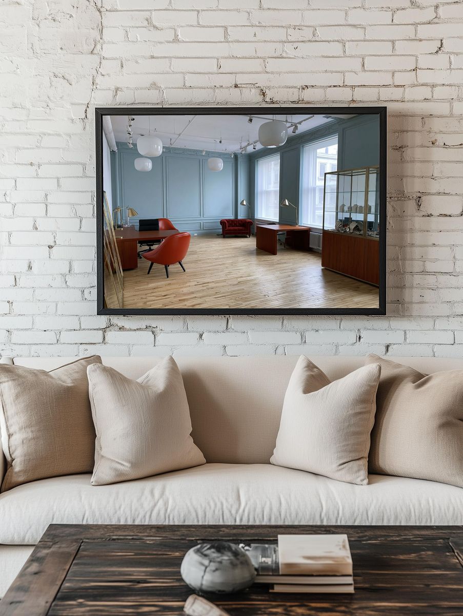 Elegant Blue Office Interior Poster. — room view 1