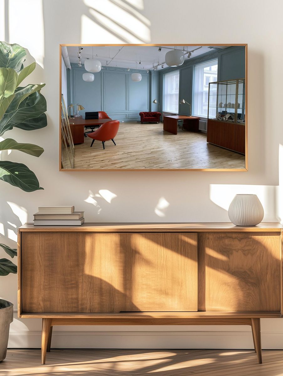 Elegant Blue Office Interior Poster. — room view 3