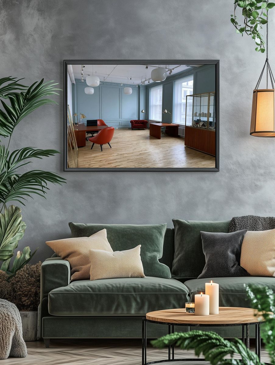 Elegant Blue Office Interior Poster. — room view 4