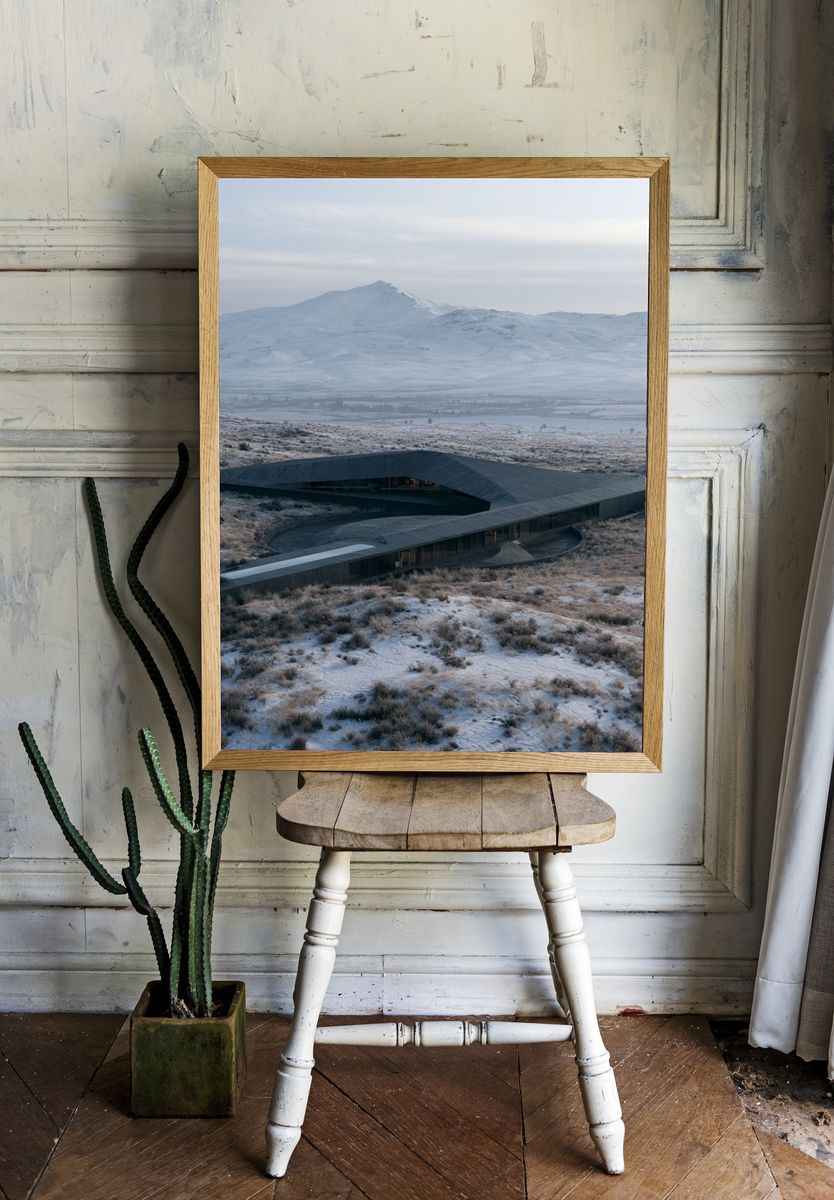 Snowy Mountain House Architecture Poster. room preview