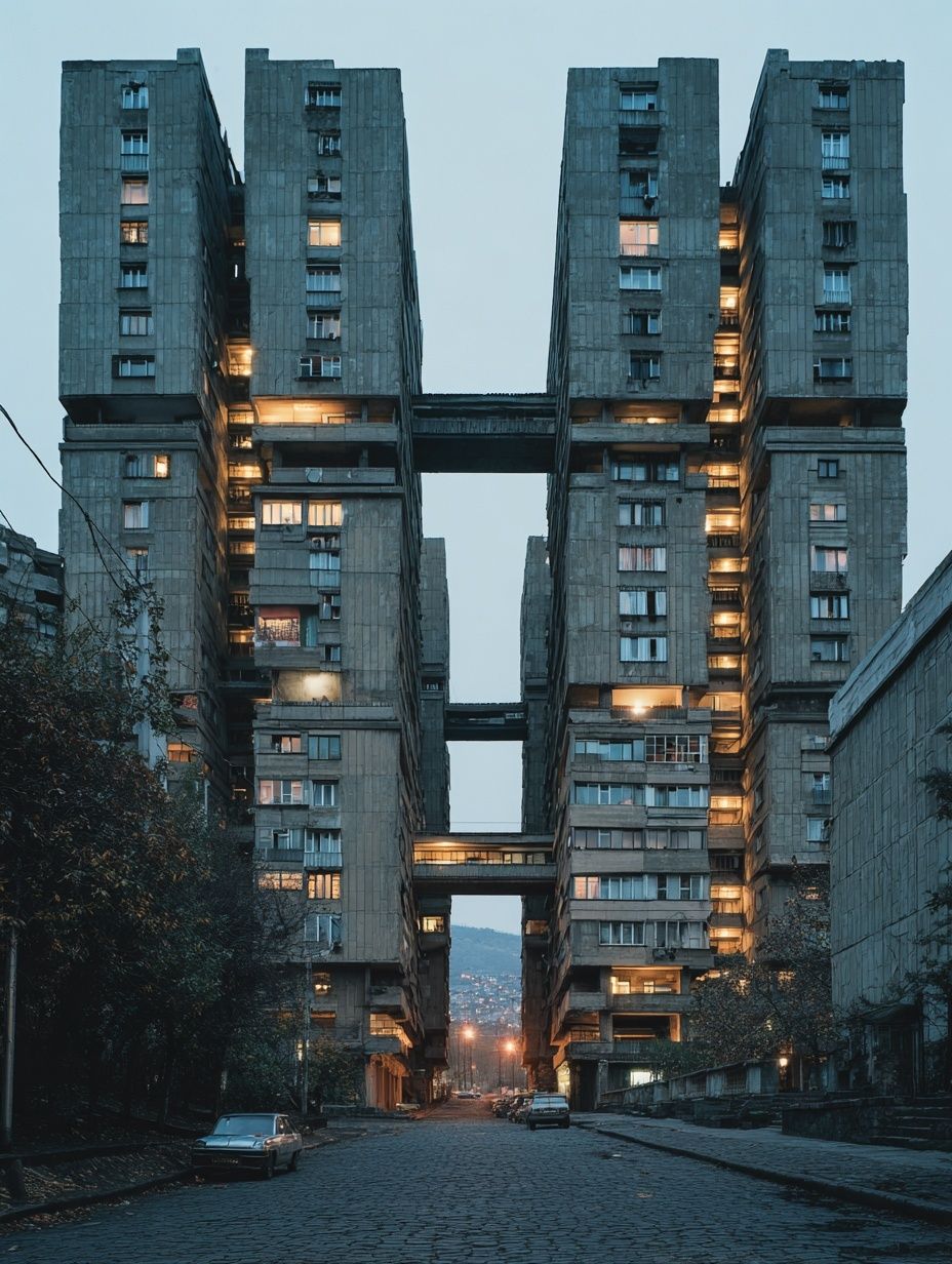 Brutalist Apartment Blocks Poster. poster detail