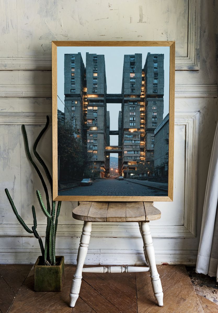 Brutalist Apartment Blocks Poster. room preview
