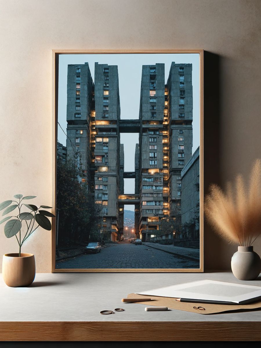 Brutalist Apartment Blocks Poster. — room view 2
