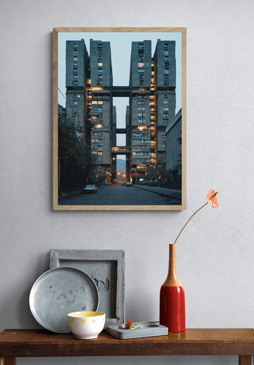 Brutalist Apartment Blocks Poster. — room view 3