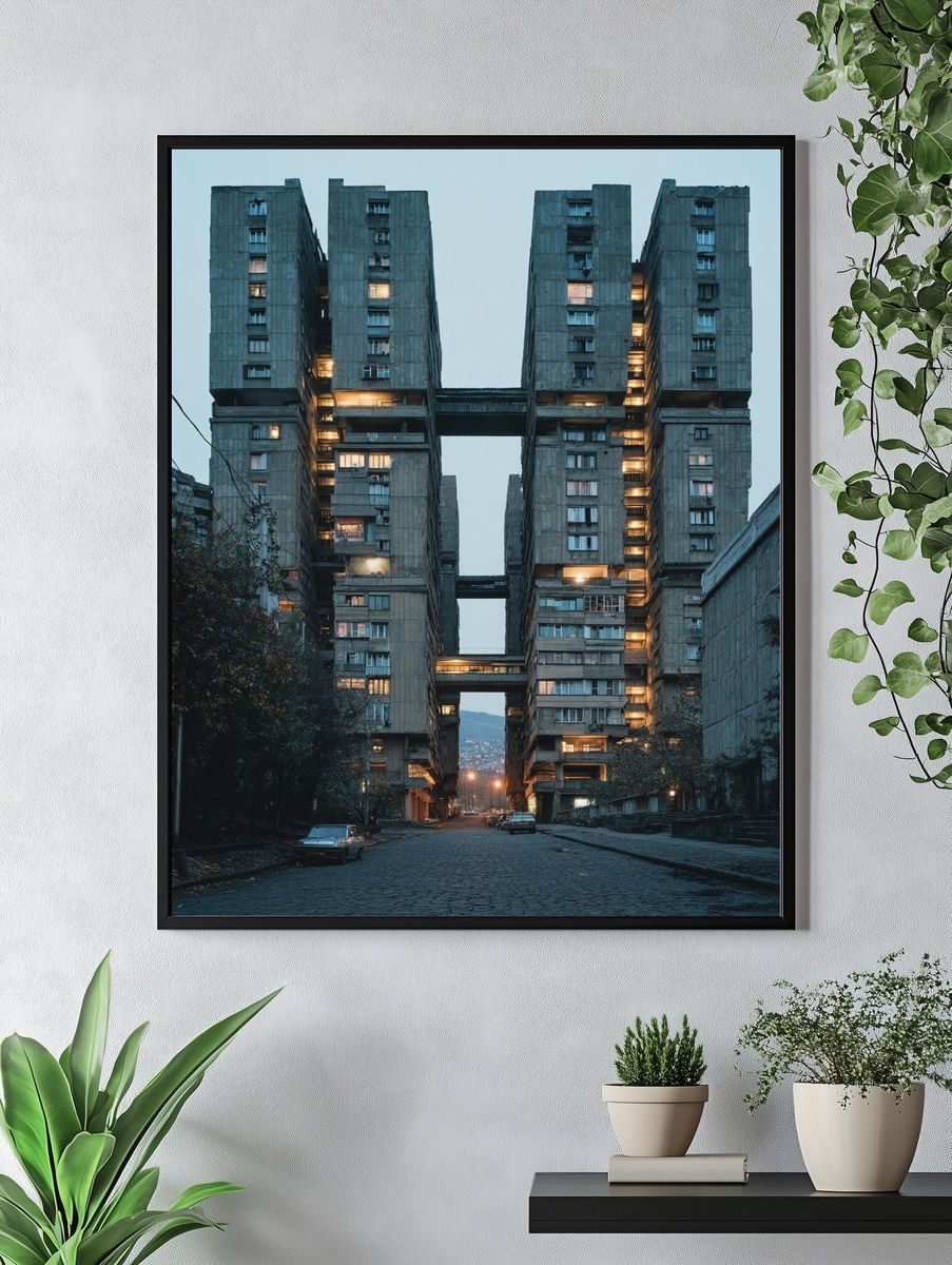 Brutalist Apartment Blocks Poster. — room view 4