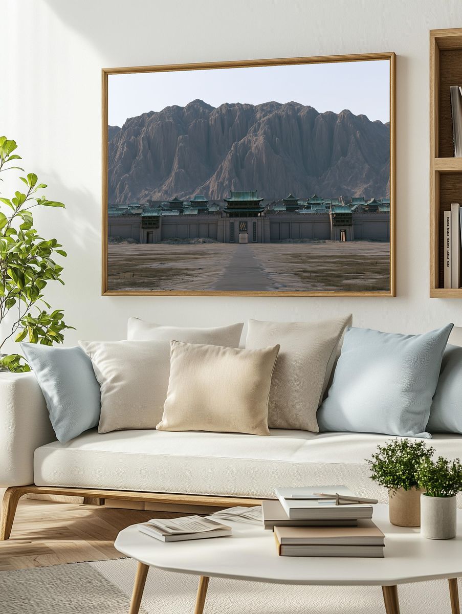 Ancient Fortress Mountain Landscape Print. — room view 2