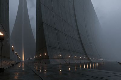Foggy Futuristic Citadel Architecture Poster. poster print