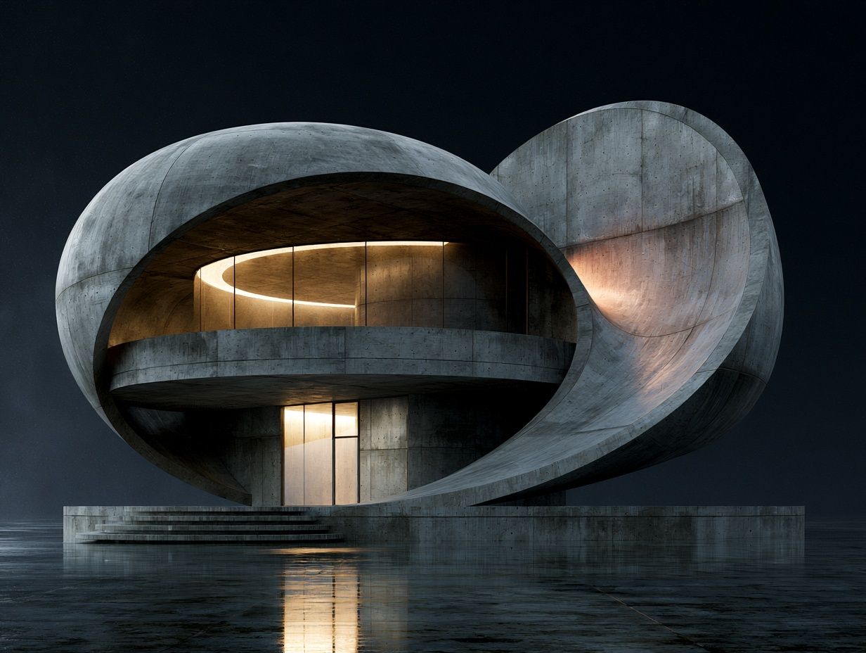 Futurist Concrete Pavilion Architecture Print. poster — architecture art