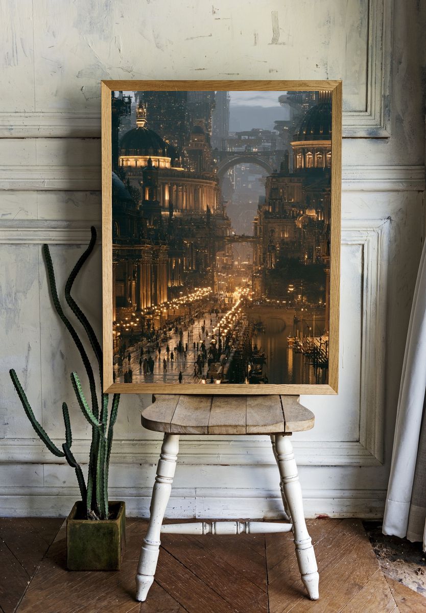 Futuristic Cityscape Architecture Poster. room preview