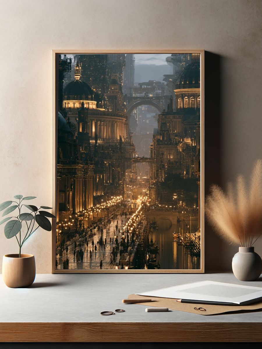 Futuristic Cityscape Architecture Poster. — room view 2