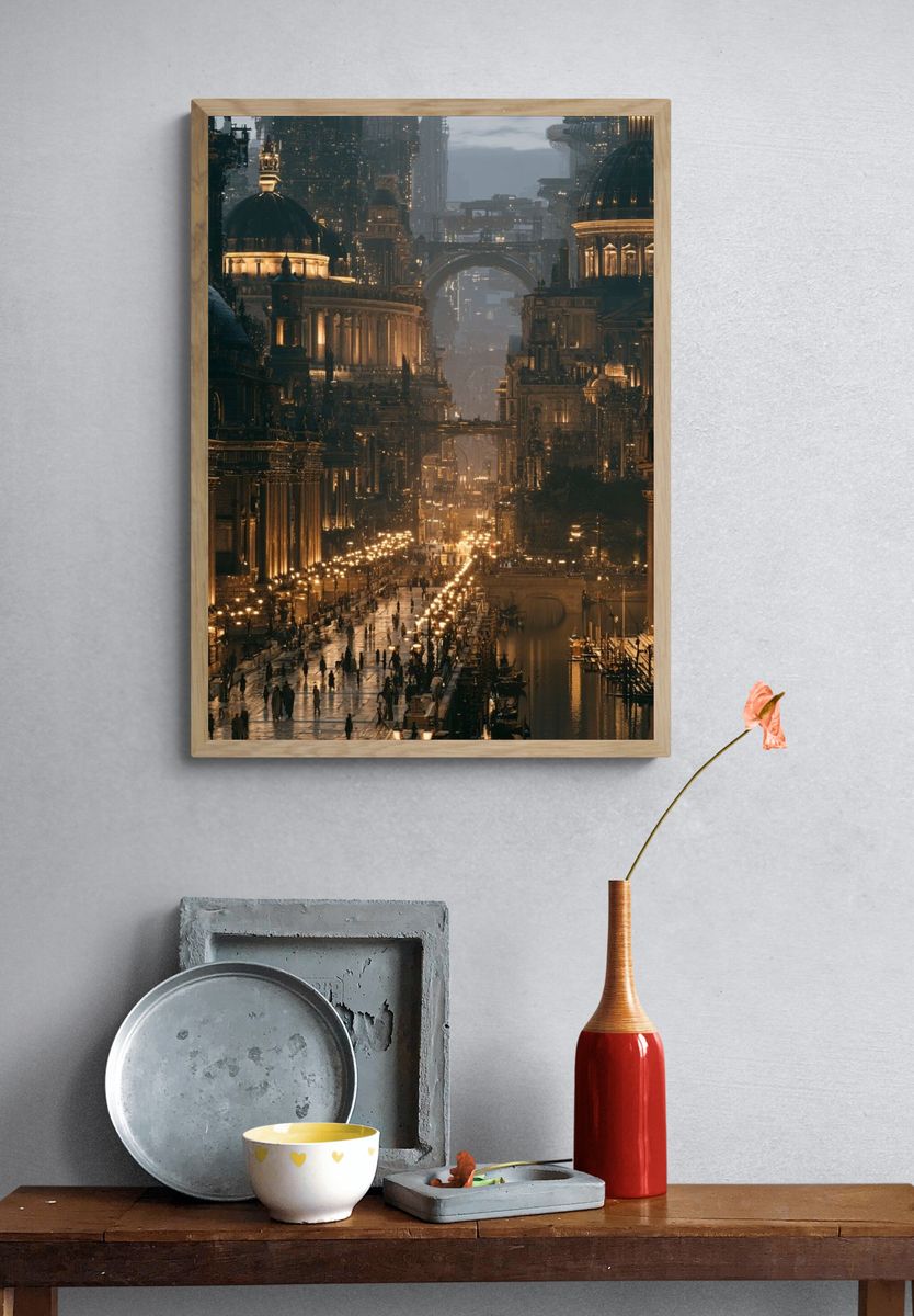 Futuristic Cityscape Architecture Poster. — room view 3