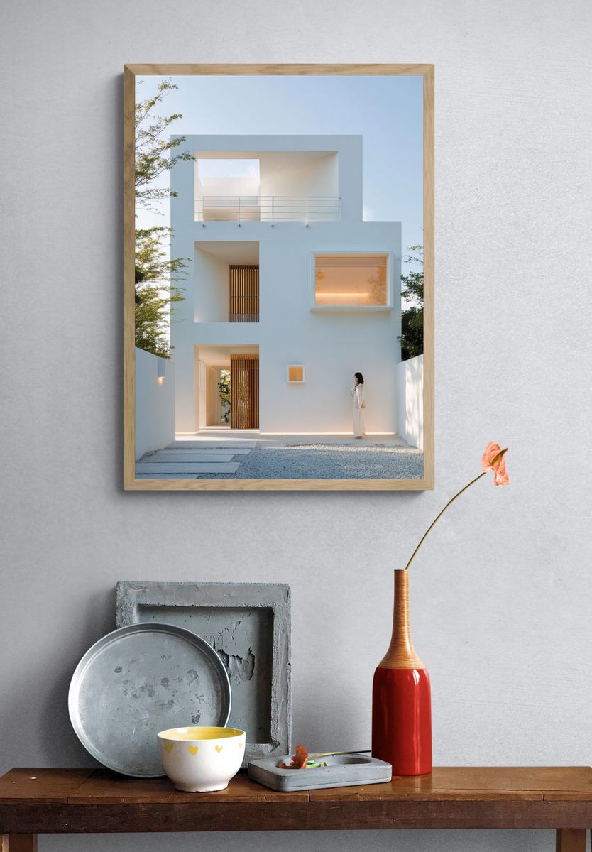 Minimalist White House Architecture Poster. — room view 3