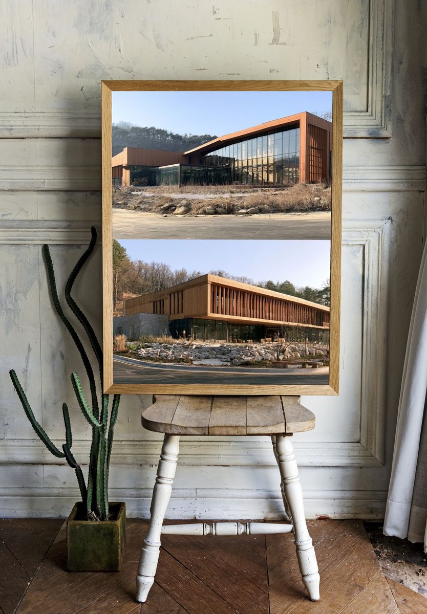 Modern Woodland Architecture Poster. — room view 1