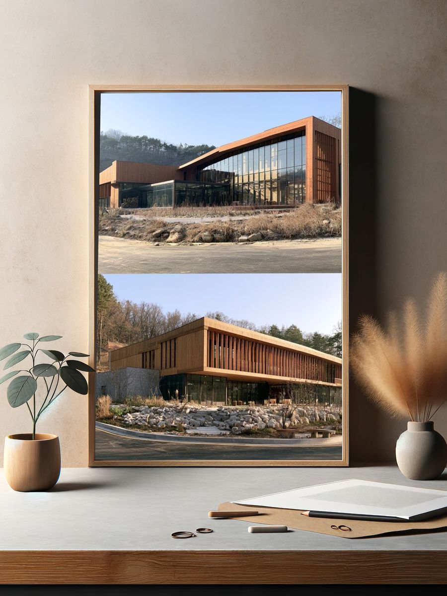 Modern Woodland Architecture Poster. — room view 2