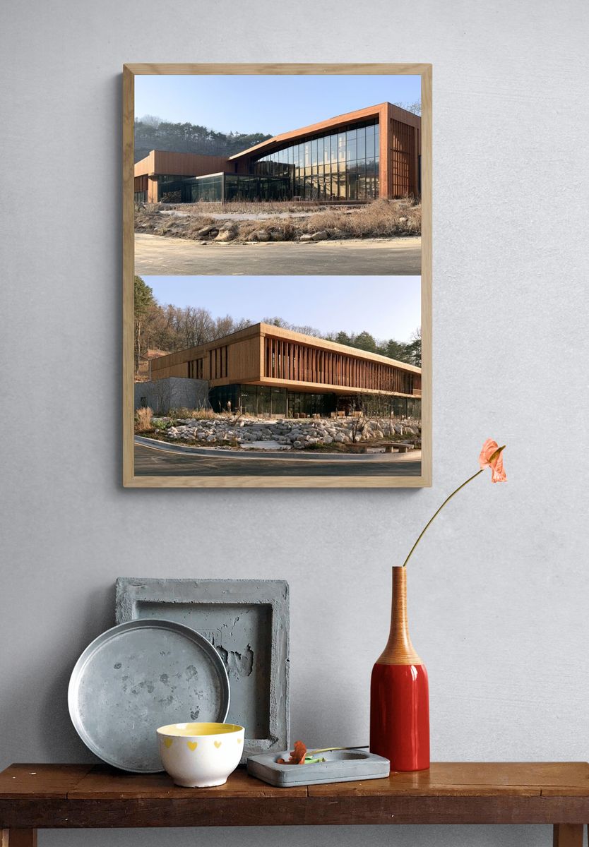Modern Woodland Architecture Poster. — room view 3