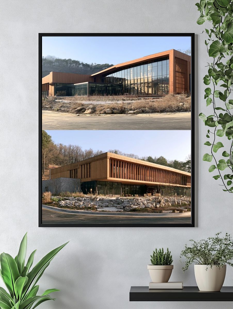 Modern Woodland Architecture Poster. — room view 4