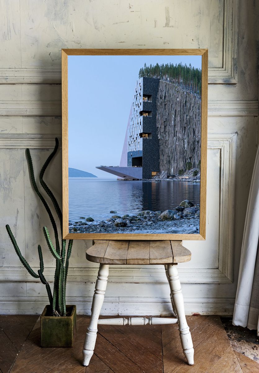 Cliffside Modern Hotel Photography Poster. — room view 1
