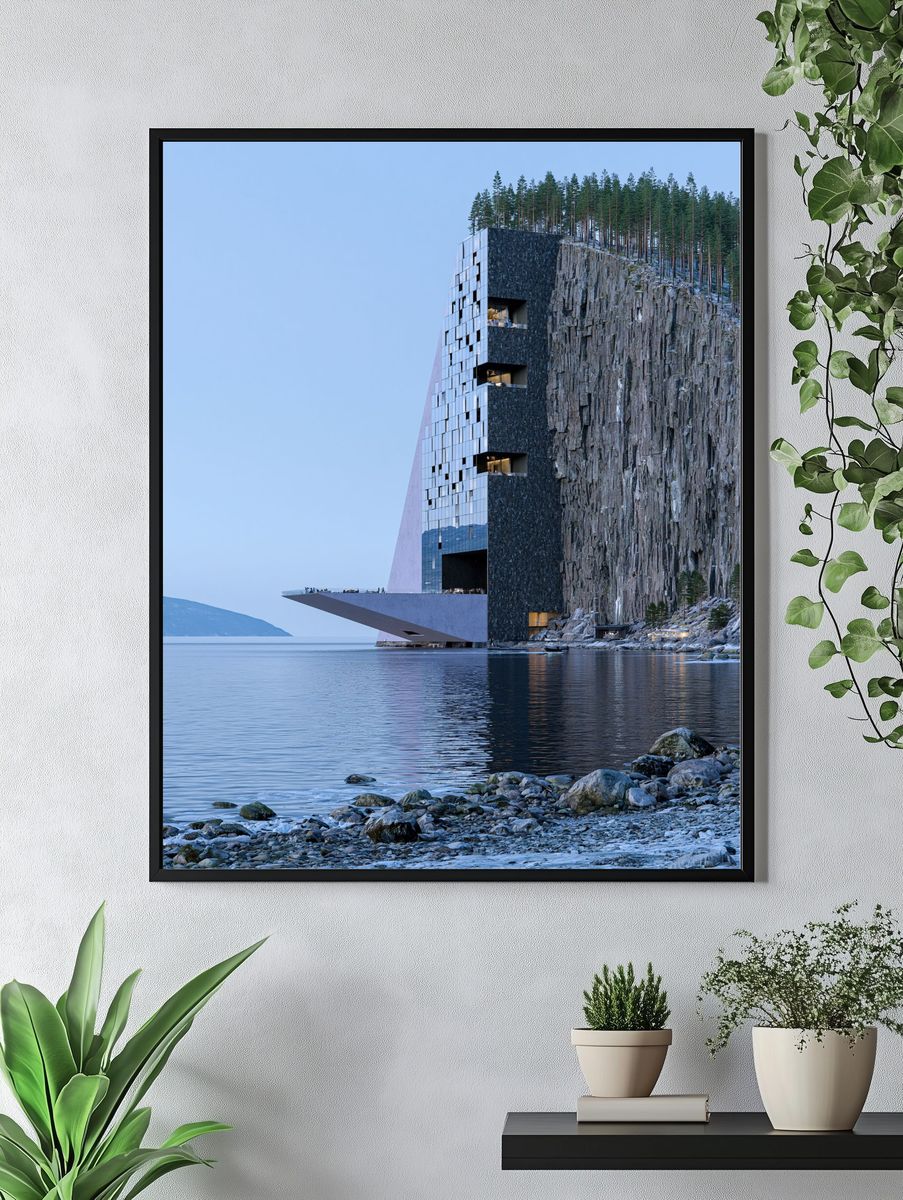 Cliffside Modern Hotel Photography Poster. — room view 4