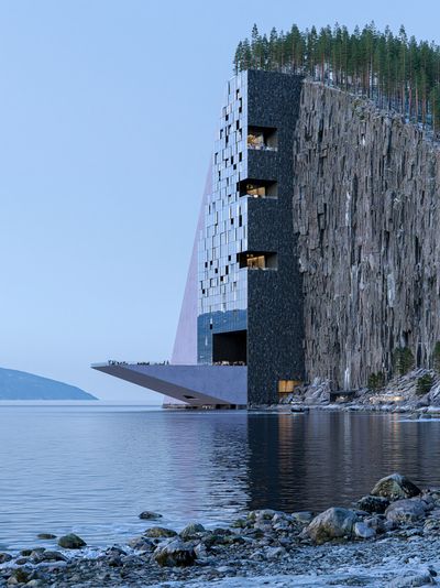 Cliffside Modern Hotel Photography Poster.
