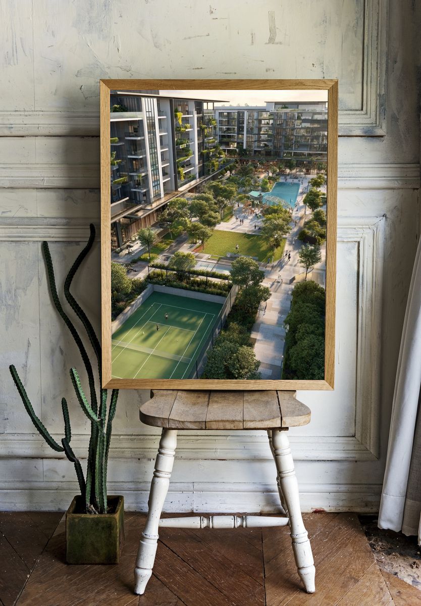 Modern Courtyard Resort Architecture Poster. room preview