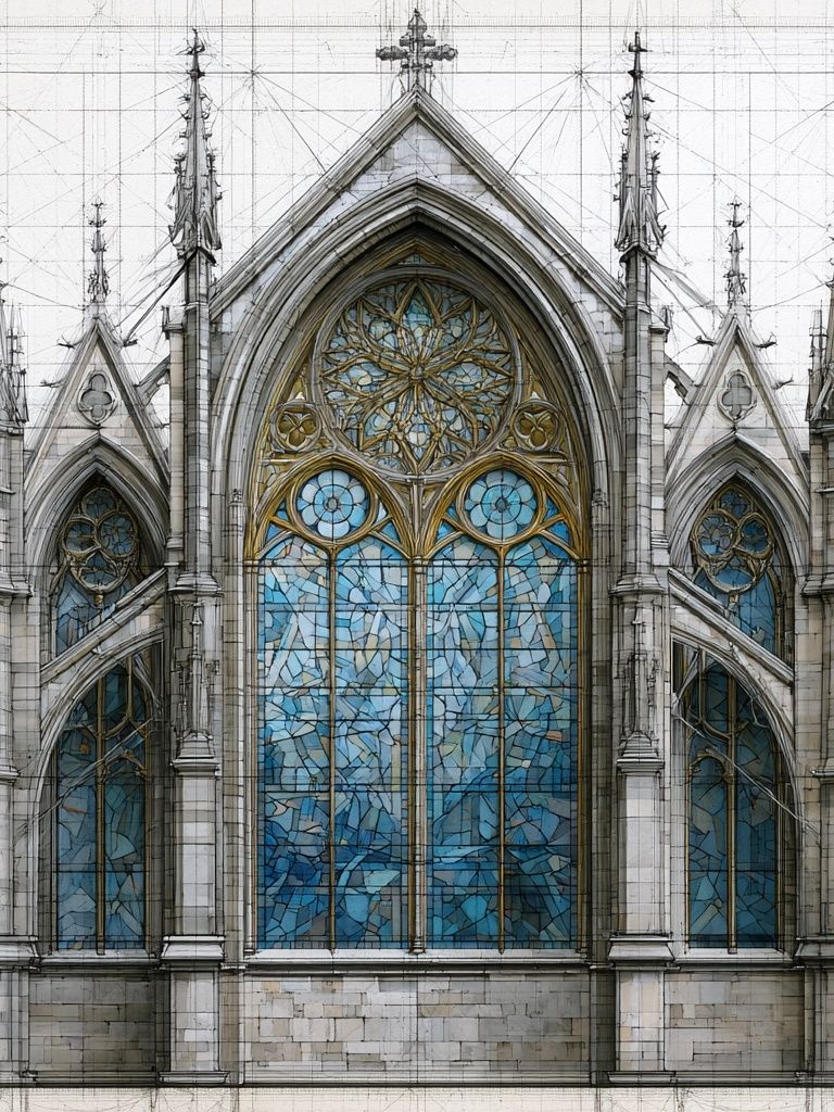 Gothic Cathedral Facade Print. poster detail
