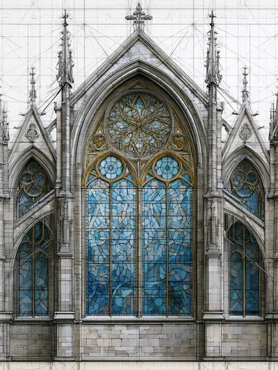 Gothic Cathedral Facade Print.