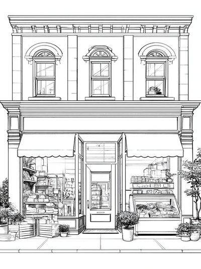 Boutique Storefront Line Art Poster. poster