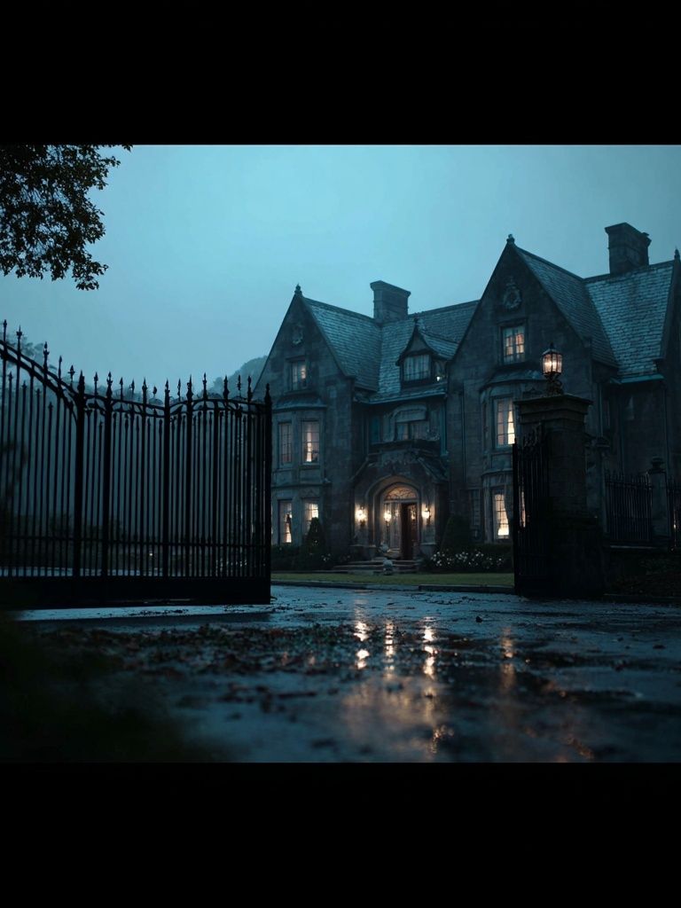 Gothic Manor at Dusk Poster. poster detail