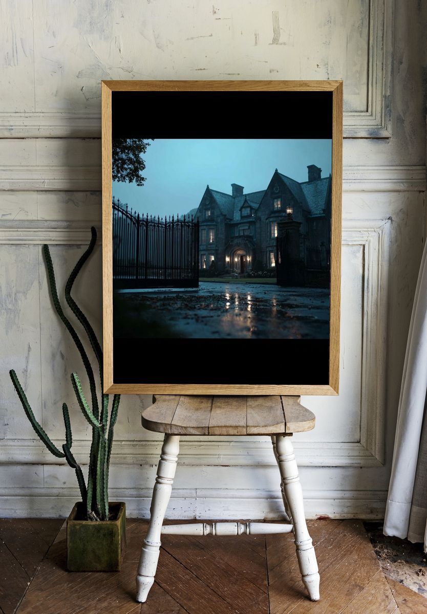 Gothic Manor at Dusk Poster. — room view 1