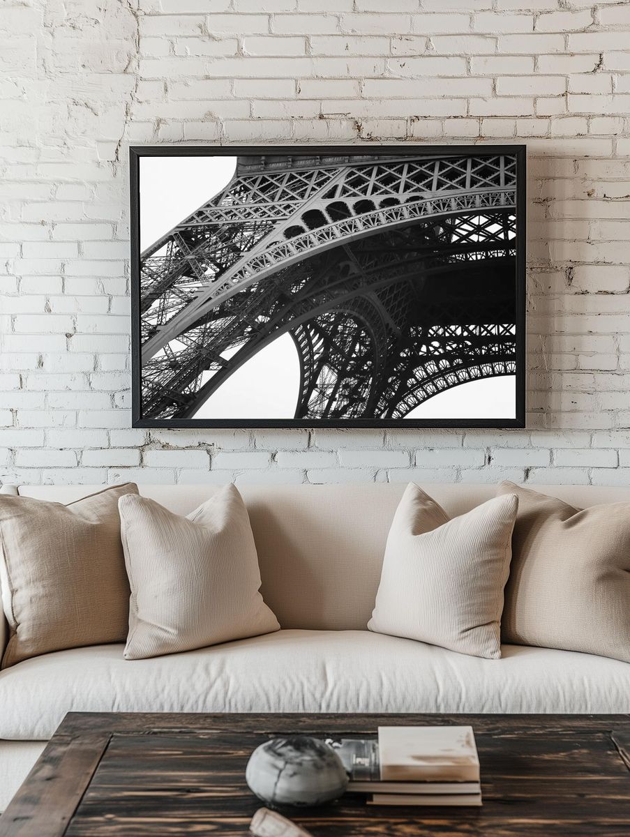 Bottom Eiffel Tower cloudy day. room preview