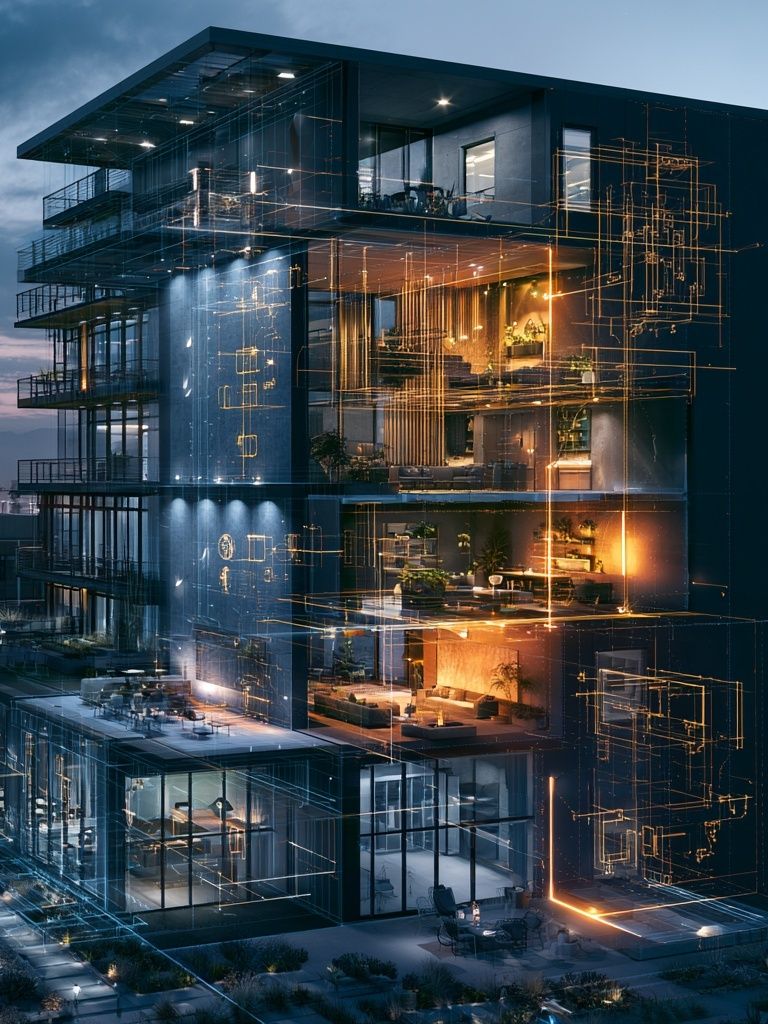 Futuristic Glass Villa Architecture Print. poster detail