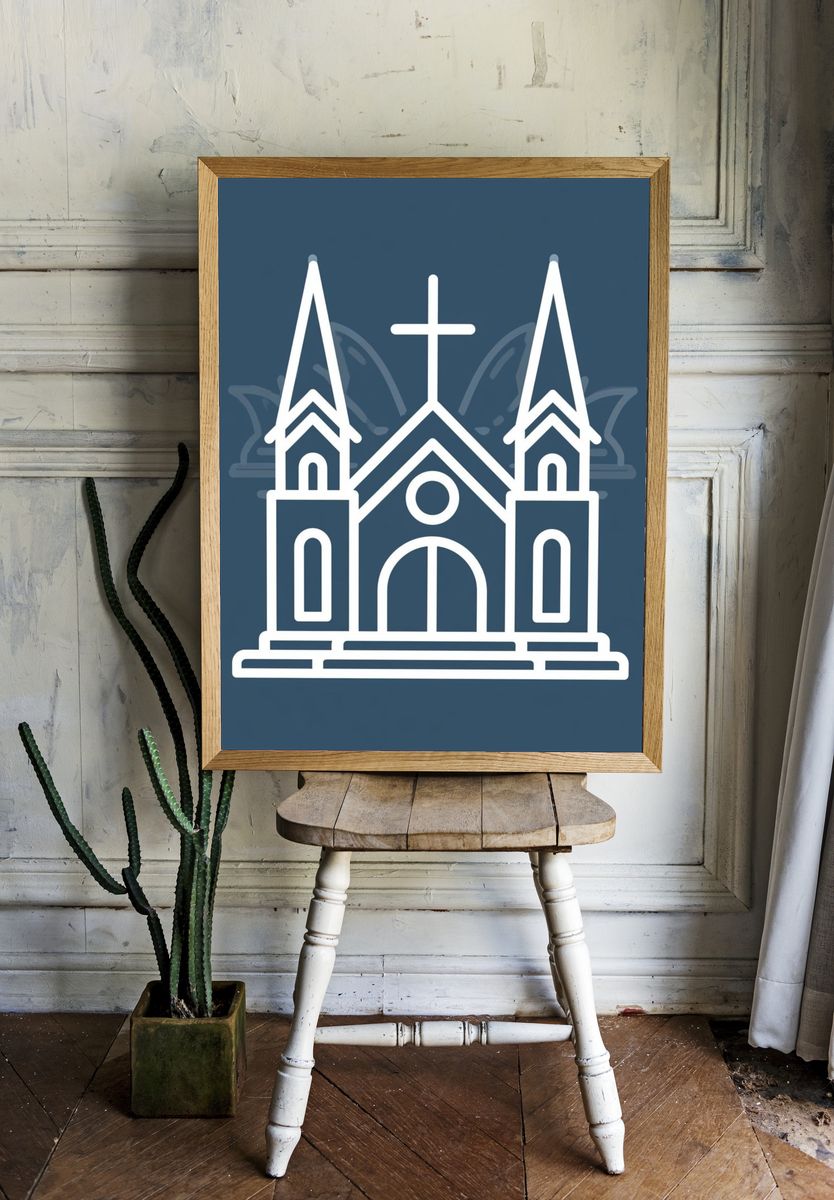 Church Line Art Poster. room preview