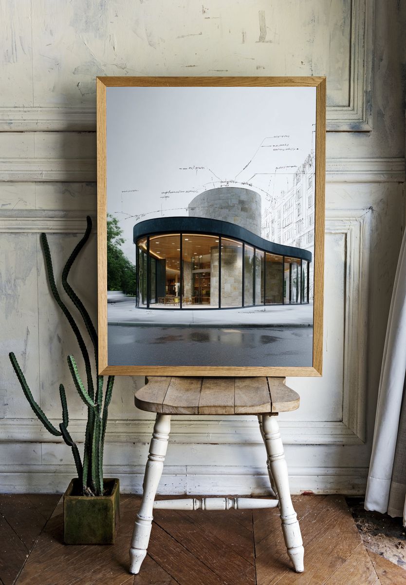 Modern Curved Pavilion Architecture Print. room preview