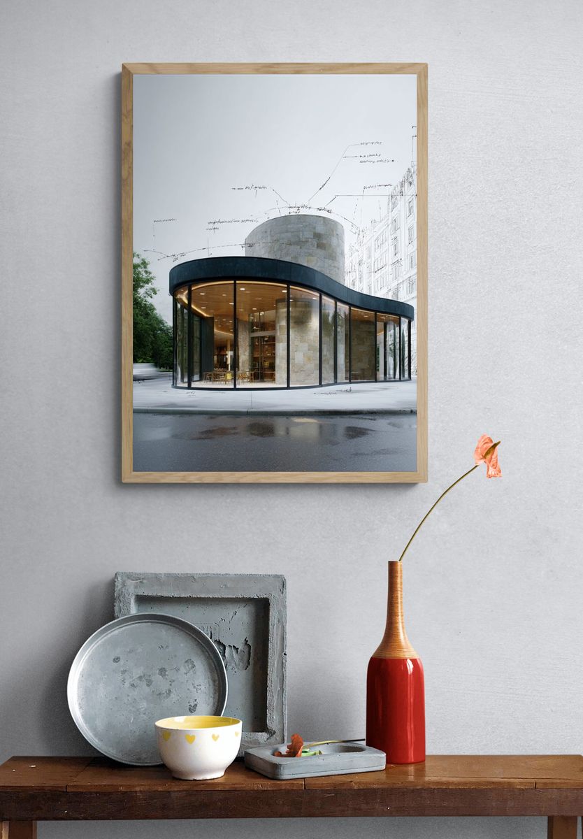 Modern Curved Pavilion Architecture Print. — room view 3