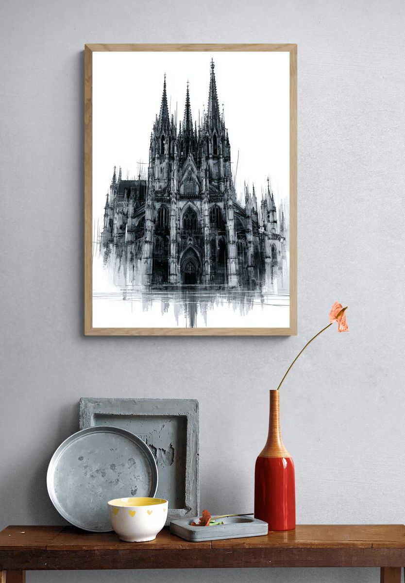 Gothic Cathedral Sketch Poster. — room view 3