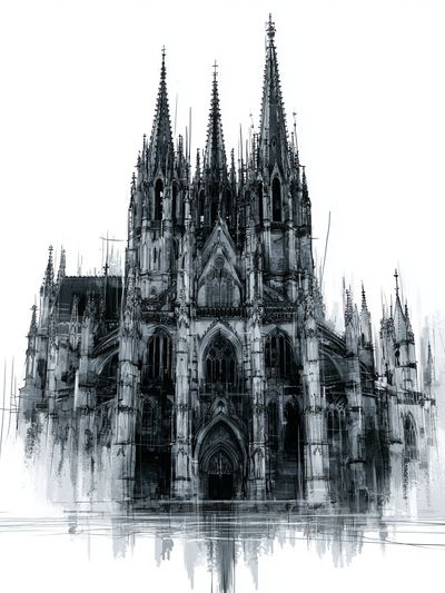 Gothic Cathedral Sketch Poster.