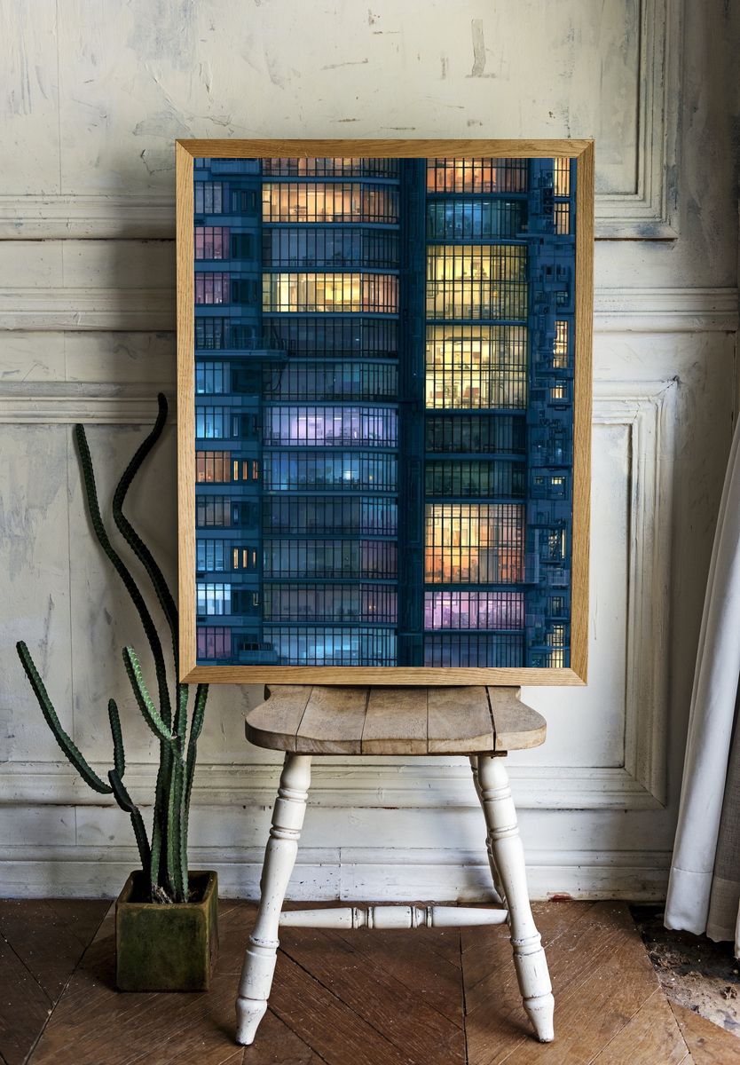Urban Twilight High-Rise Poster. room preview