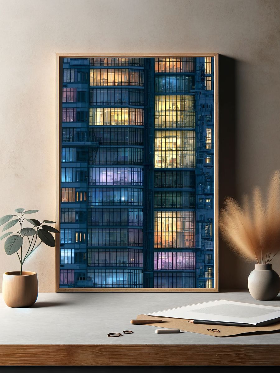 Urban Twilight High-Rise Poster. — room view 2
