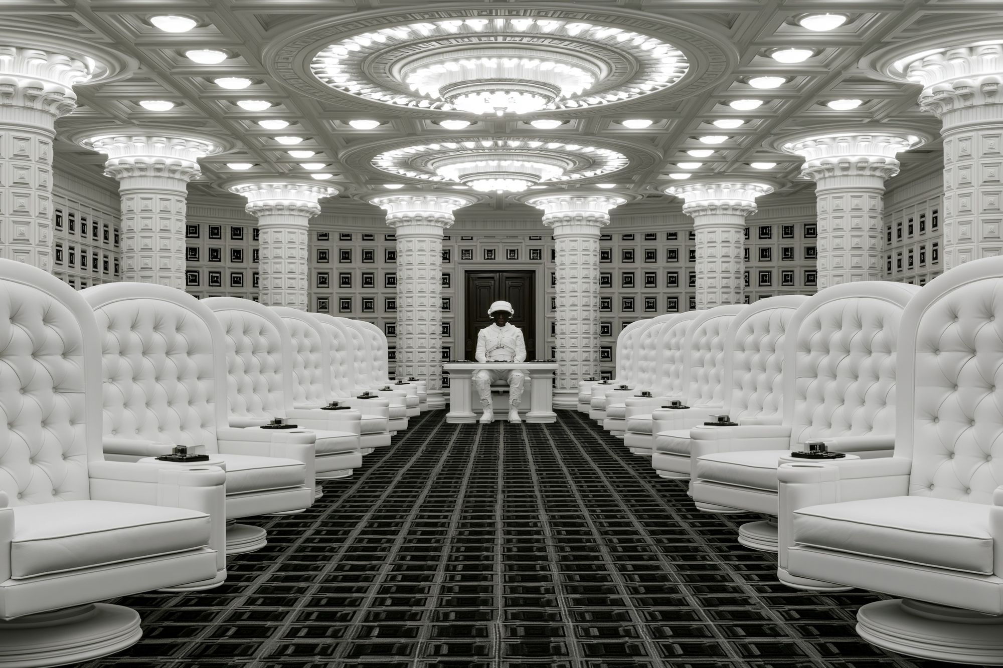 Futuristic White Hall Interior Print. poster detail