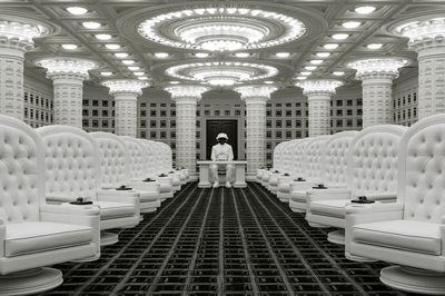 Futuristic White Hall Interior Print.