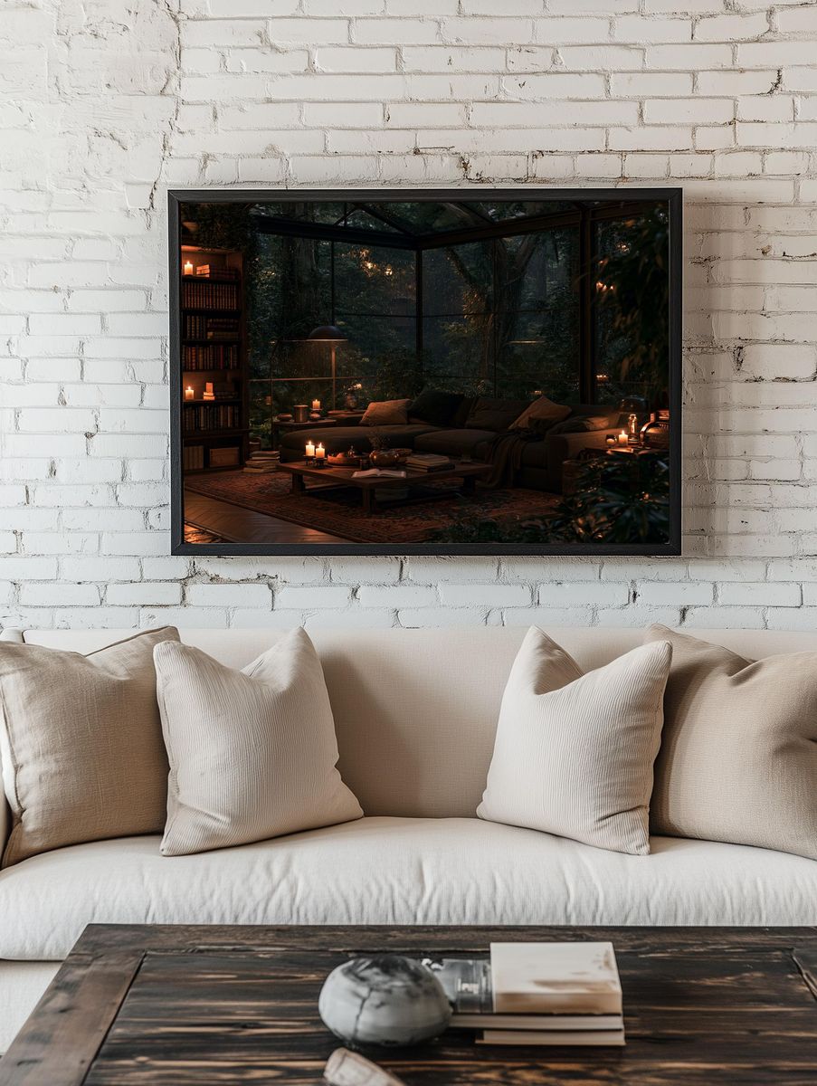 Cozy Forest Library Interior Poster. room preview